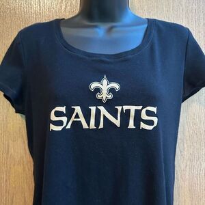 NFL New Orleans Saints Black Crew Neck T-shirt | Women Size Large